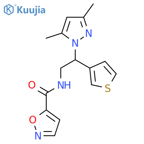 N-2-(3,5-dimethyl-1H-pyrazol-1-yl)-2-(thiophen-3-yl)ethyl-1,2-oxazole-5-carboxamide structure