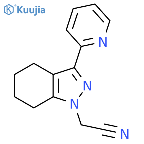 2-3-(pyridin-2-yl)-4,5,6,7-tetrahydro-1H-indazol-1-ylacetonitrile structure
