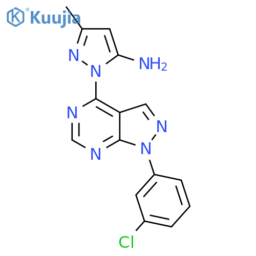 1-[1-(3-Chlorophenyl)-1H-pyrazolo[3,4-d]pyrimidin-4-yl]-3-methyl-1H-pyrazol-5-amine structure