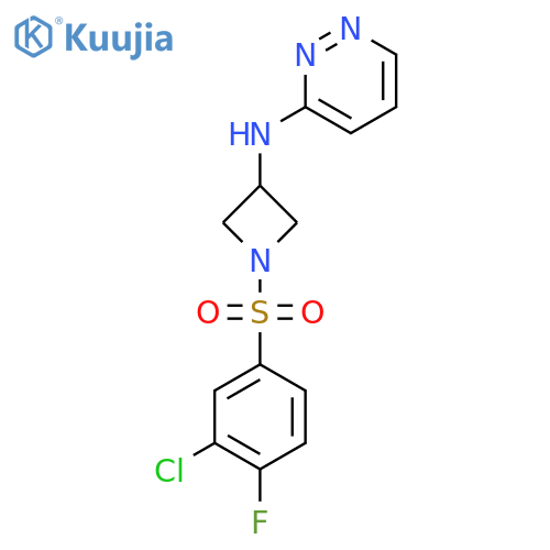 N-1-(3-chloro-4-fluorobenzenesulfonyl)azetidin-3-ylpyridazin-3-amine structure