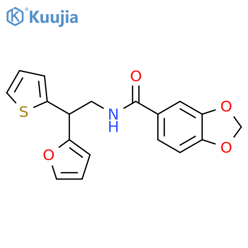 N-[2-(furan-2-yl)-2-(thiophen-2-yl)ethyl]-2H-1,3-benzodioxole-5-carboxamide structure