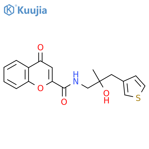 N-{2-hydroxy-2-[(thiophen-3-yl)methyl]propyl}-4-oxo-4H-chromene-2-carboxamide structure