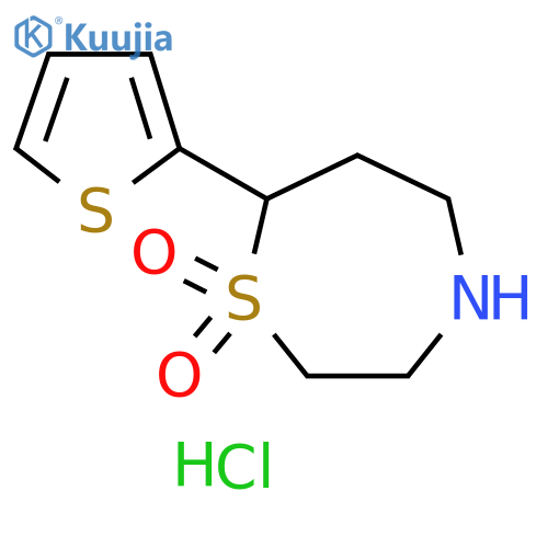 7-(thiophen-2-yl)-1,4-thiazepane-1,1-dione hydrochloride structure