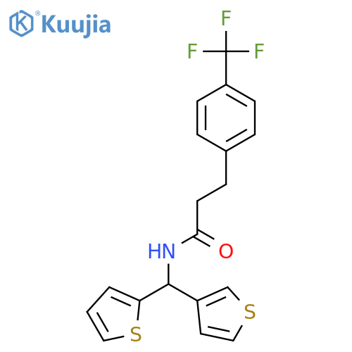 N-(thiophen-2-yl)(thiophen-3-yl)methyl-3-4-(trifluoromethyl)phenylpropanamide structure
