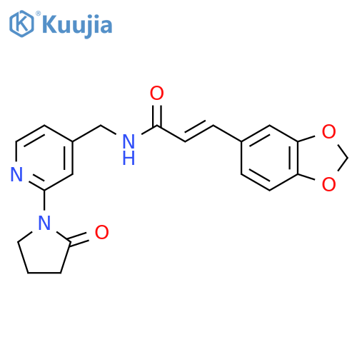 (2E)-3-(2H-1,3-benzodioxol-5-yl)-N-{[2-(2-oxopyrrolidin-1-yl)pyridin-4-yl]methyl}prop-2-enamide structure