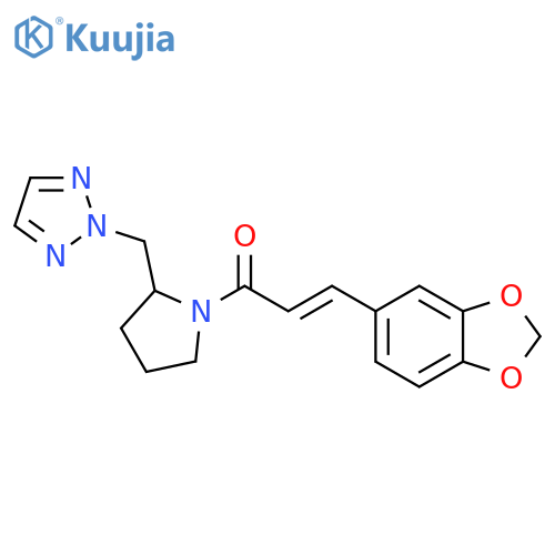 (2E)-3-(2H-1,3-benzodioxol-5-yl)-1-{2-(2H-1,2,3-triazol-2-yl)methylpyrrolidin-1-yl}prop-2-en-1-one structure
