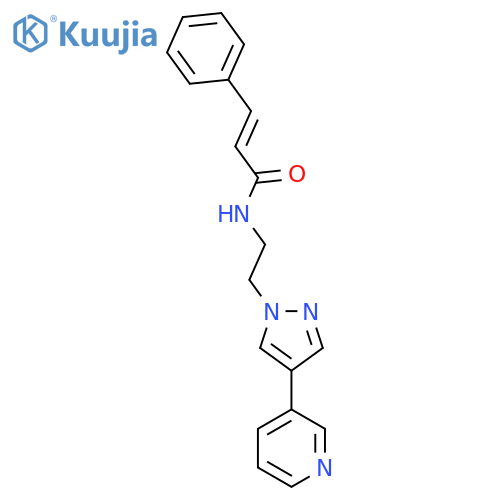 (2E)-3-phenyl-N-{2-4-(pyridin-3-yl)-1H-pyrazol-1-ylethyl}prop-2-enamide structure