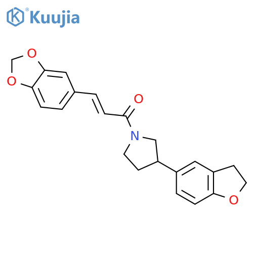 (2E)-3-(2H-1,3-benzodioxol-5-yl)-1-3-(2,3-dihydro-1-benzofuran-5-yl)pyrrolidin-1-ylprop-2-en-1-one structure