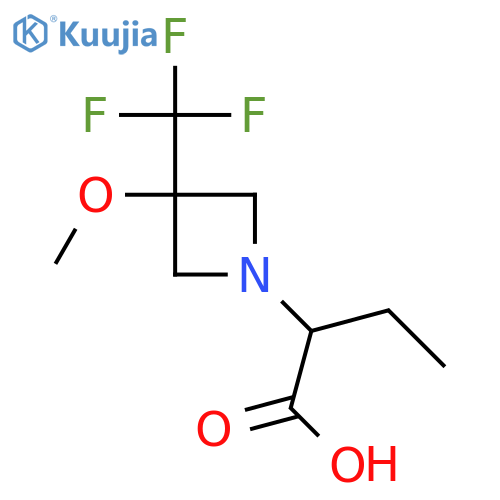 2-(3-Methoxy-3-(trifluoromethyl)azetidin-1-yl)butanoic acid structure