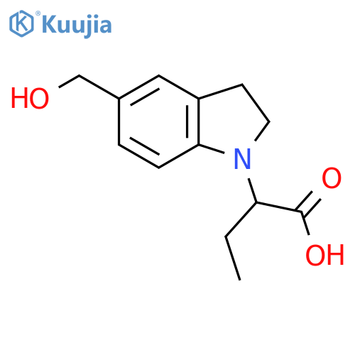 2-(5-(Hydroxymethyl)indolin-1-yl)butanoic acid structure