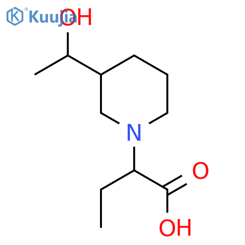 2-(3-(1-Hydroxyethyl)piperidin-1-yl)butanoic acid structure
