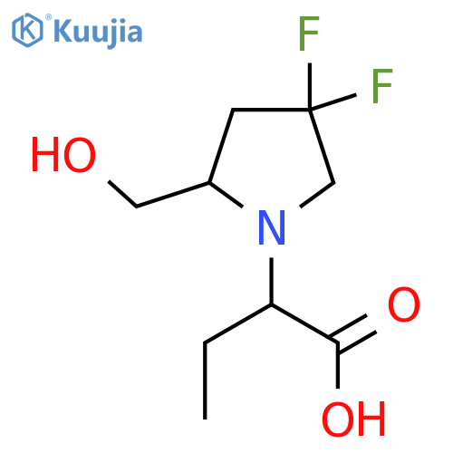 2-(4,4-Difluoro-2-(hydroxymethyl)pyrrolidin-1-yl)butanoic acid structure