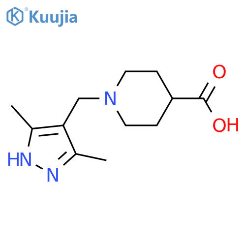 1-((3,5-dimethyl-1H-pyrazol-4-yl)methyl)piperidine-4-carboxylic acid structure