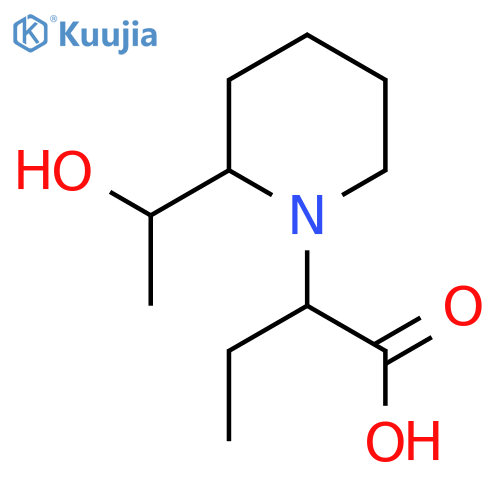 2-(2-(1-Hydroxyethyl)piperidin-1-yl)butanoic acid structure