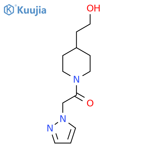 1-(4-(2-hydroxyethyl)piperidin-1-yl)-2-(1H-pyrazol-1-yl)ethan-1-one structure