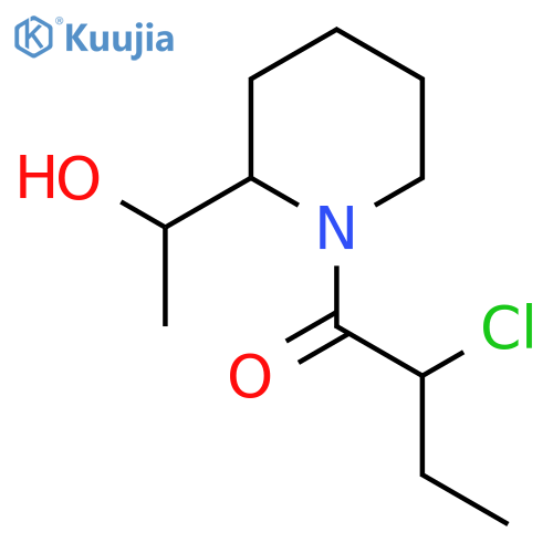 2-Chloro-1-(2-(1-hydroxyethyl)piperidin-1-yl)butan-1-one structure