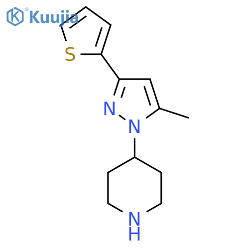 4-(5-methyl-3-(thiophen-2-yl)-1H-pyrazol-1-yl)piperidine structure
