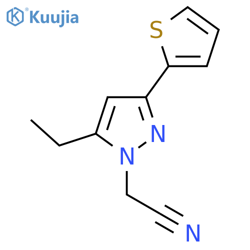 2-(5-ethyl-3-(thiophen-2-yl)-1H-pyrazol-1-yl)acetonitrile structure