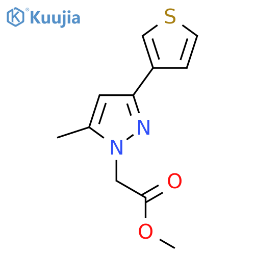 methyl 2-(5-methyl-3-(thiophen-3-yl)-1H-pyrazol-1-yl)acetate structure