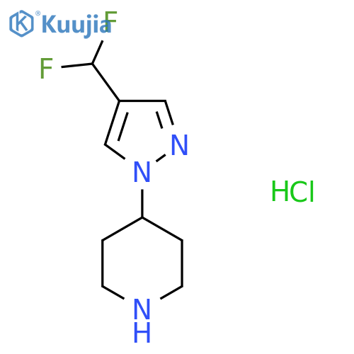 4-[4-(difluoromethyl)-1H-pyrazol-1-yl]piperidine hydrochloride structure
