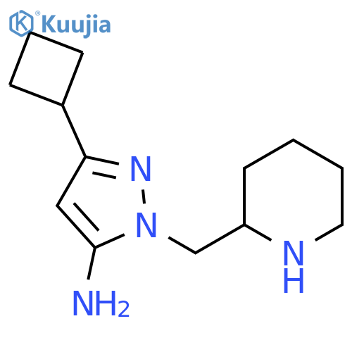 3-cyclobutyl-1-(piperidin-2-ylmethyl)-1H-pyrazol-5-amine structure