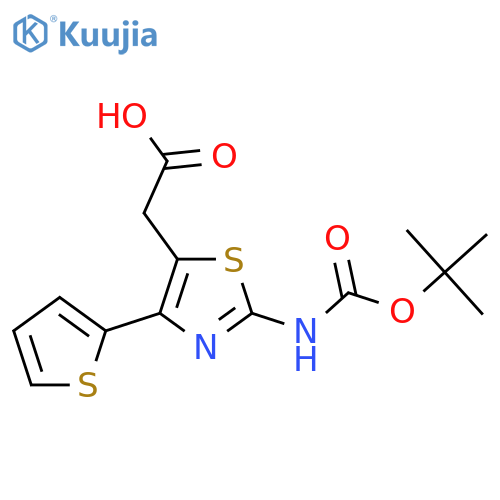 2-(2-{(tert-butoxy)carbonylamino}-4-(thiophen-2-yl)-1,3-thiazol-5-yl)acetic acid structure