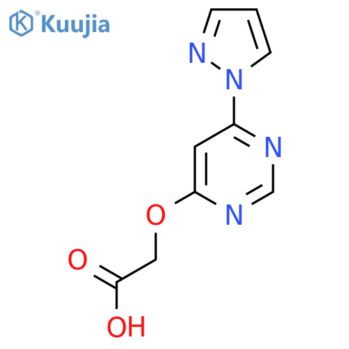 2-((6-(1H-pyrazol-1-yl)pyrimidin-4-yl)oxy)acetic acid structure