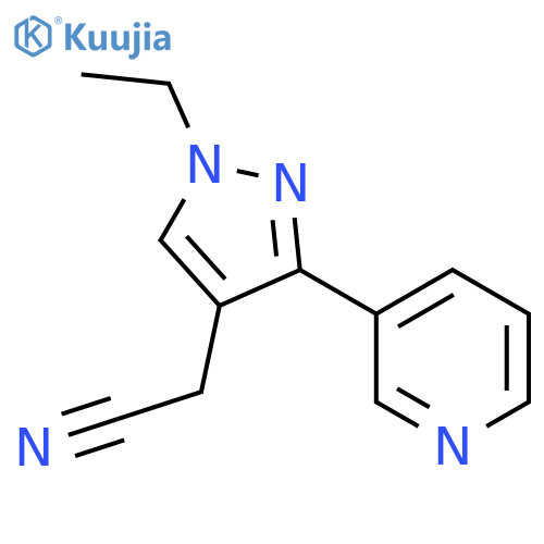 2-(1-ethyl-3-(pyridin-3-yl)-1H-pyrazol-4-yl)acetonitrile structure