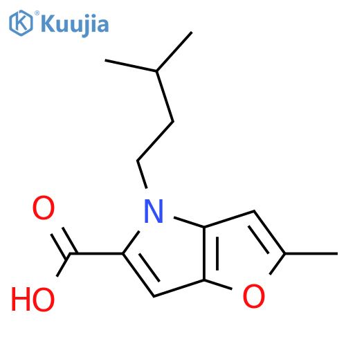 4-isopentyl-2-methyl-4H-furo[3,2-b]pyrrole-5-carboxylic acid structure