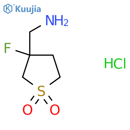 3-(Aminomethyl)-3-fluoro-1lambda6-thiolane-1,1-dione hydrochloride structure