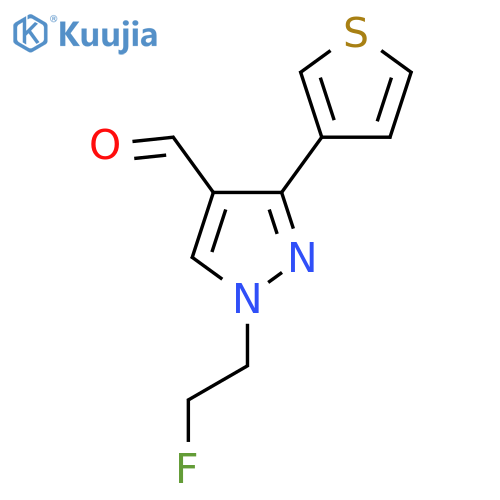 1-(2-fluoroethyl)-3-(thiophen-3-yl)-1H-pyrazole-4-carbaldehyde structure