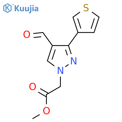methyl 2-(4-formyl-3-(thiophen-3-yl)-1H-pyrazol-1-yl)acetate structure