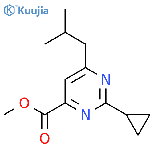 Methyl 2-cyclopropyl-6-(2-methylpropyl)pyrimidine-4-carboxylate structure