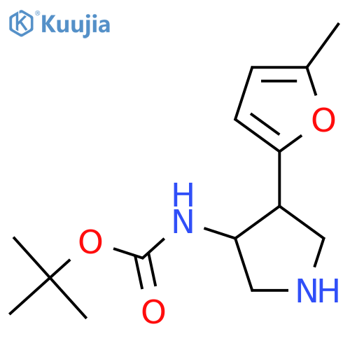 Tert-butyl (4-(5-methylfuran-2-yl)pyrrolidin-3-yl)carbamate structure
