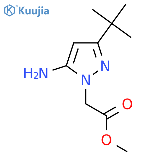 methyl 2-(5-amino-3-(tert-butyl)-1H-pyrazol-1-yl)acetate structure