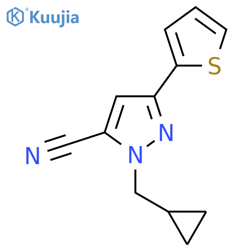 1-(cyclopropylmethyl)-3-(thiophen-2-yl)-1H-pyrazole-5-carbonitrile structure