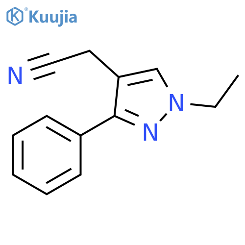 2-(1-ethyl-3-phenyl-1H-pyrazol-4-yl)acetonitrile structure