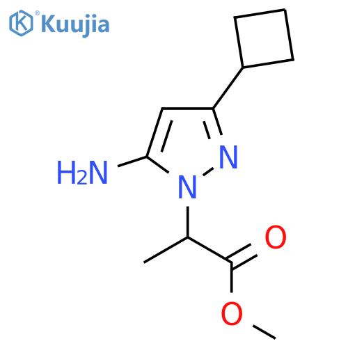 methyl 2-(5-amino-3-cyclobutyl-1H-pyrazol-1-yl)propanoate structure