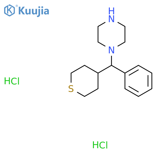 1-(Phenyl(tetrahydro-2H-thiopyran-4-yl)methyl)piperazine dihydrochloride structure