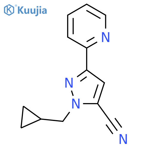 1-(cyclopropylmethyl)-3-(pyridin-2-yl)-1H-pyrazole-5-carbonitrile structure