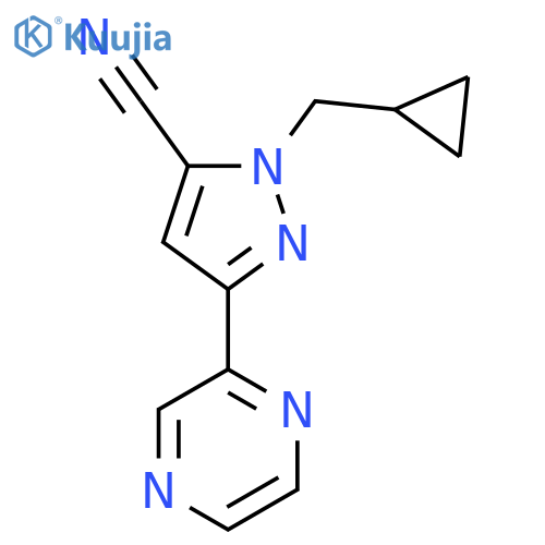 1-(cyclopropylmethyl)-3-(pyrazin-2-yl)-1H-pyrazole-5-carbonitrile structure