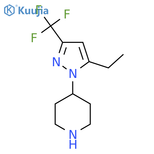 4-(5-ethyl-3-(trifluoromethyl)-1H-pyrazol-1-yl)piperidine structure