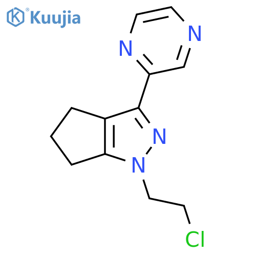 1-(2-Chloroethyl)-3-(pyrazin-2-yl)-1,4,5,6-tetrahydrocyclopenta[c]pyrazole structure