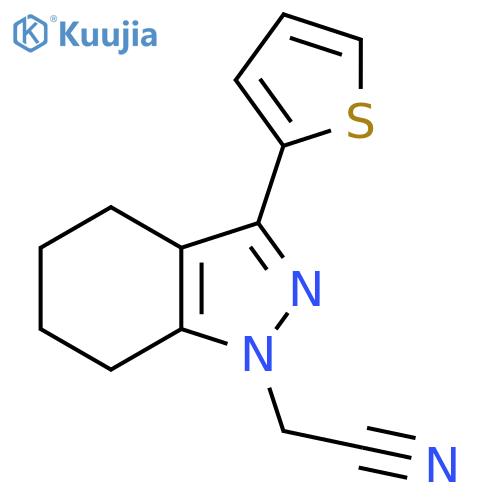 2-(3-(Thiophen-2-yl)-4,5,6,7-tetrahydro-1H-indazol-1-yl)acetonitrile structure