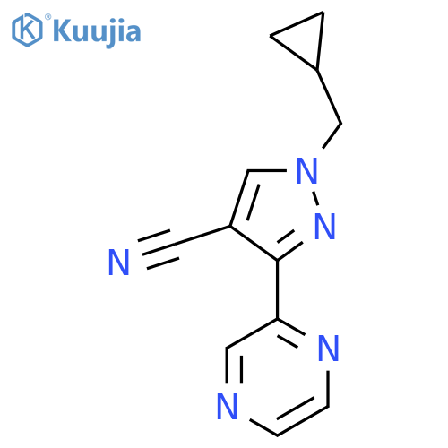 1-(cyclopropylmethyl)-3-(pyrazin-2-yl)-1H-pyrazole-4-carbonitrile structure