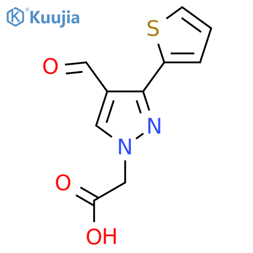 2-(4-formyl-3-(thiophen-2-yl)-1H-pyrazol-1-yl)acetic acid structure