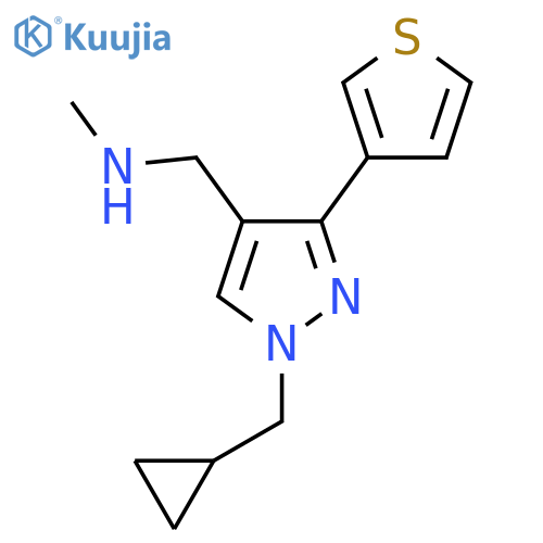 1-(1-(cyclopropylmethyl)-3-(thiophen-3-yl)-1H-pyrazol-4-yl)-N-methylmethanamine structure