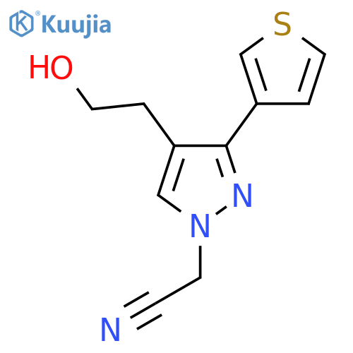 2-(4-(2-hydroxyethyl)-3-(thiophen-3-yl)-1H-pyrazol-1-yl)acetonitrile structure