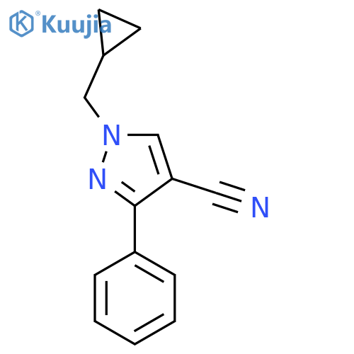 1-(cyclopropylmethyl)-3-phenyl-1H-pyrazole-4-carbonitrile structure