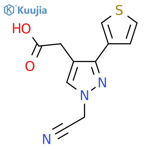 2-(1-(cyanomethyl)-3-(thiophen-3-yl)-1H-pyrazol-4-yl)acetic acid structure